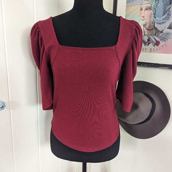 We the Free Free People Puff Sleeve Fairy Whimsigoth Boho Preppy Romantic Top M - Picture 1 of 10